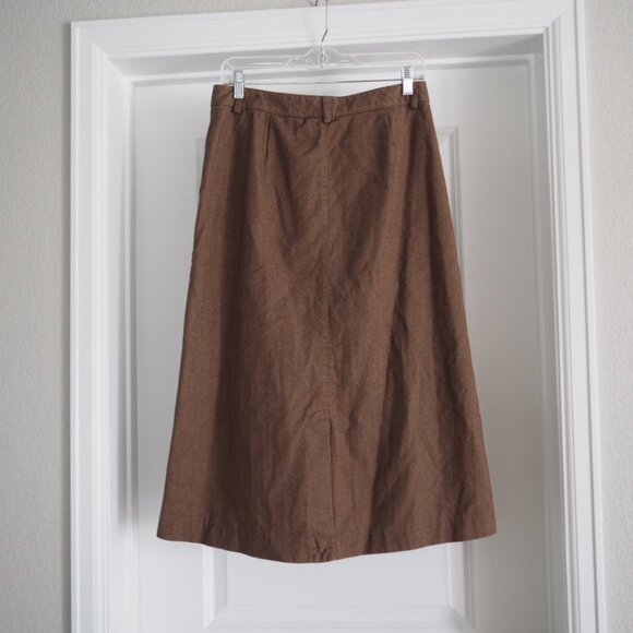 Dark Academia LL Bean Vintage Brown Women's Skirt Sz 4 Petite 100% Cotton - Picture 4 of 10